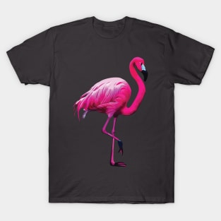 Pink Flamingo on Grey T-Shirt